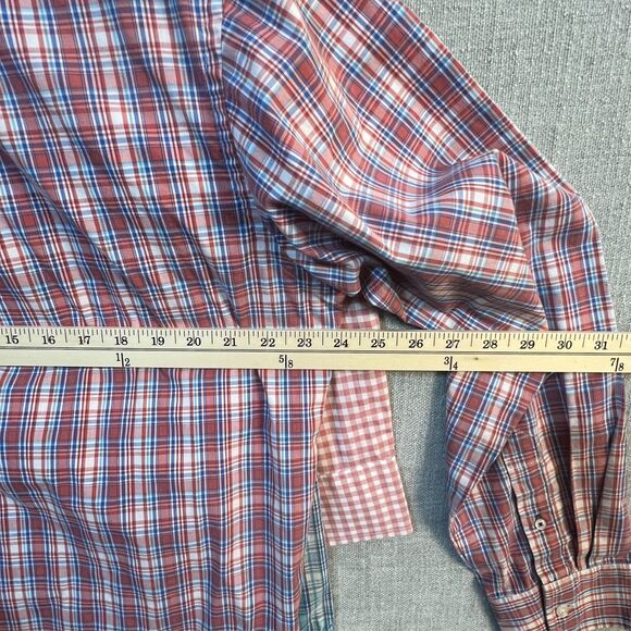 IZOD Men’s Dress Shirt LG Multi color checked Blue, White, Red, Plaid Dress Work - Picture 5 of 8
